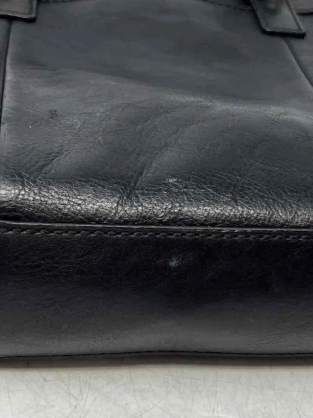 Fossil Black Genuine Leather Laptop Briefcase Work Bag Business Office Carryall